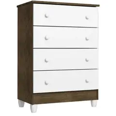 KIDSCOOL - COMODA BLANCO CAFÉ MEL 4 CAJONES