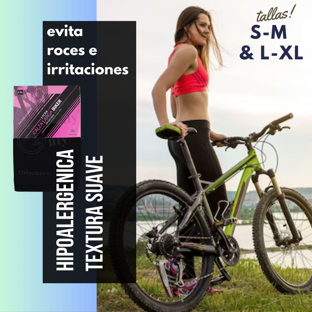 GENERICO - Calza Mujer Negra Biker Deportiva Larga Lycra