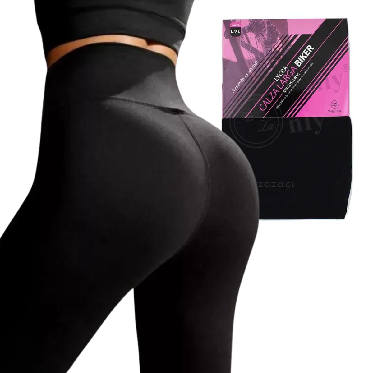 GENERICO - Calza Mujer Negra Biker Deportiva Larga Lycra