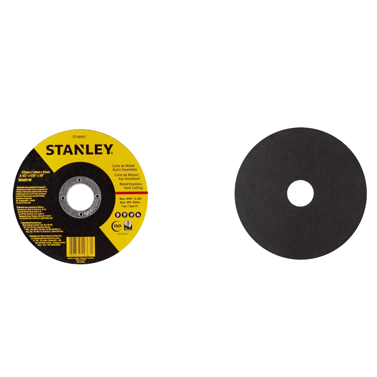 STANLEY - Disco corte metal/inox 4 1/2' eje 7/8' Stanley STA8061