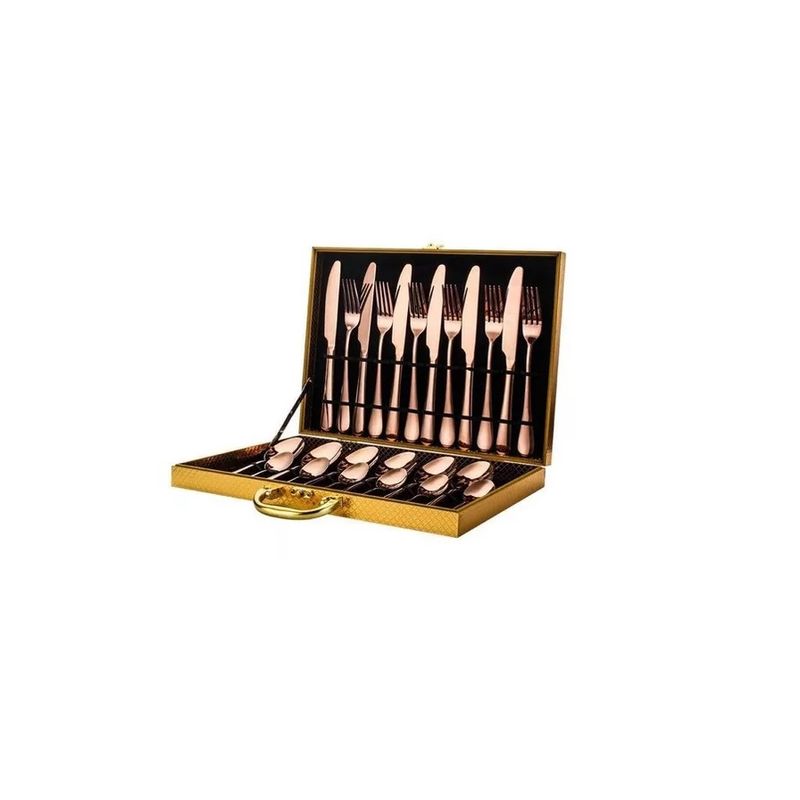 GENERICO - Set 24 piezas cubiertos de lujo Bronce + maleta