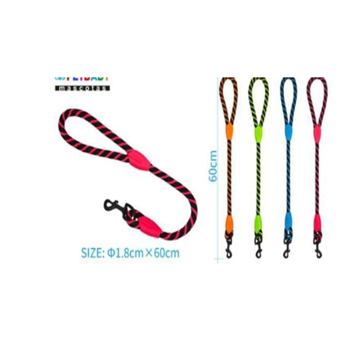 GENERICO - Correa Redonda Para Perro Rosa 60x1cm