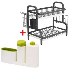 GENERICO - Pack Secador Escurridor De Platos Mas Dispensador Organizador