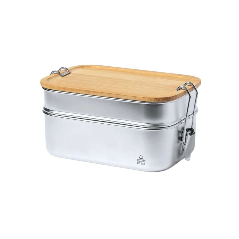 IMPORTCLICK - Contenedor Hermético Doble Acero Inox. Bambú Vinckers 940 ml