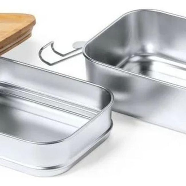 IMPORTCLICK - Contenedor Hermético Doble Acero Inox. Bambú Vinckers 940 ml