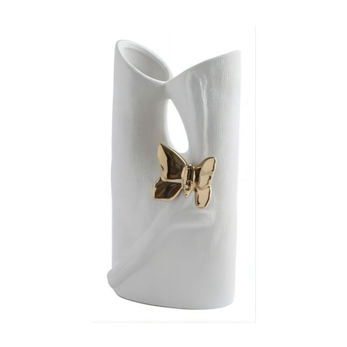 GENERICO - Jarrón De Cerámica Blanco Abstracto 20 cm