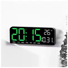 OEM - RELOJ DIGITAL DE PARED CON INDICADOR DE TEMPERATURA VERDE