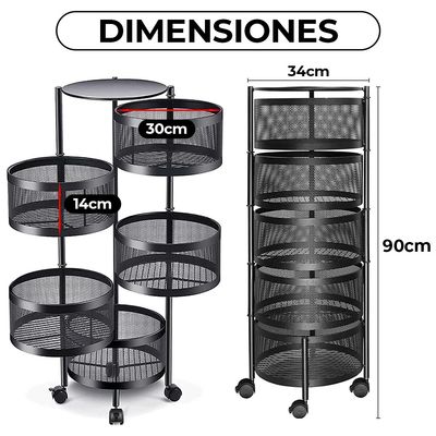 Imagen 2 del producto Carrito Organizador Multiuso Con Cestas Giratorias 5 Niveles