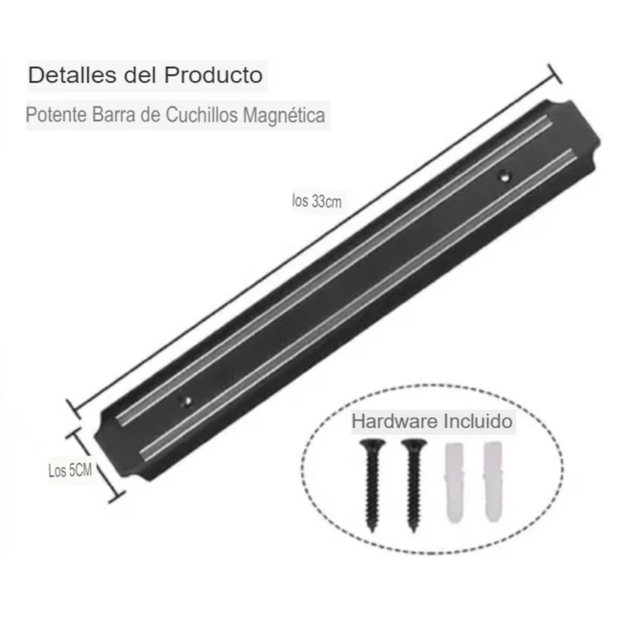 GENERICO - Barra Magnética Imantada para Cuchillos y Herramientas 50 cm