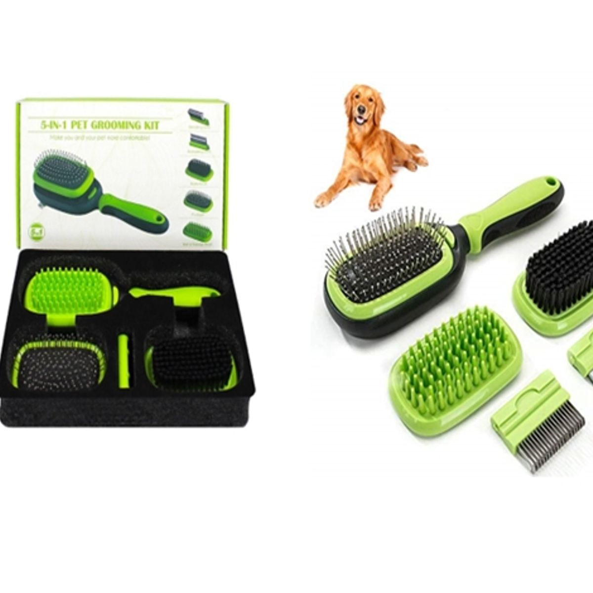 GENERICO - KIT DE ASEO PARA MASCOTAS 5  EN  1 (CEPILLOS )