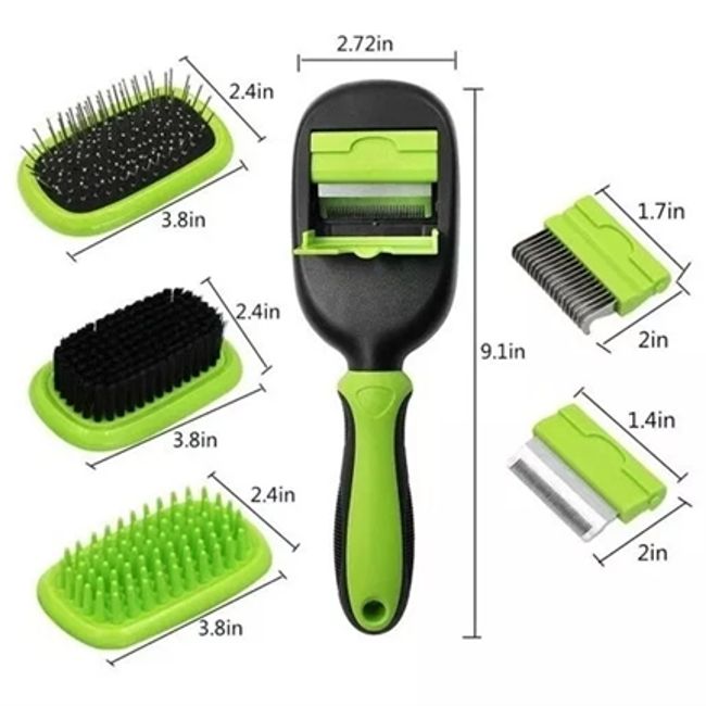 GENERICO - KIT DE ASEO PARA MASCOTAS 5  EN  1 (CEPILLOS )