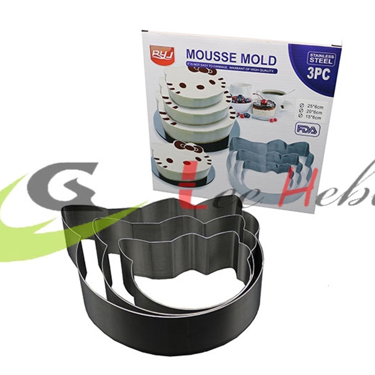 GENERICO - Molde Para Torta Forma Hkitty 3 Piezas Metal 4.5Cm