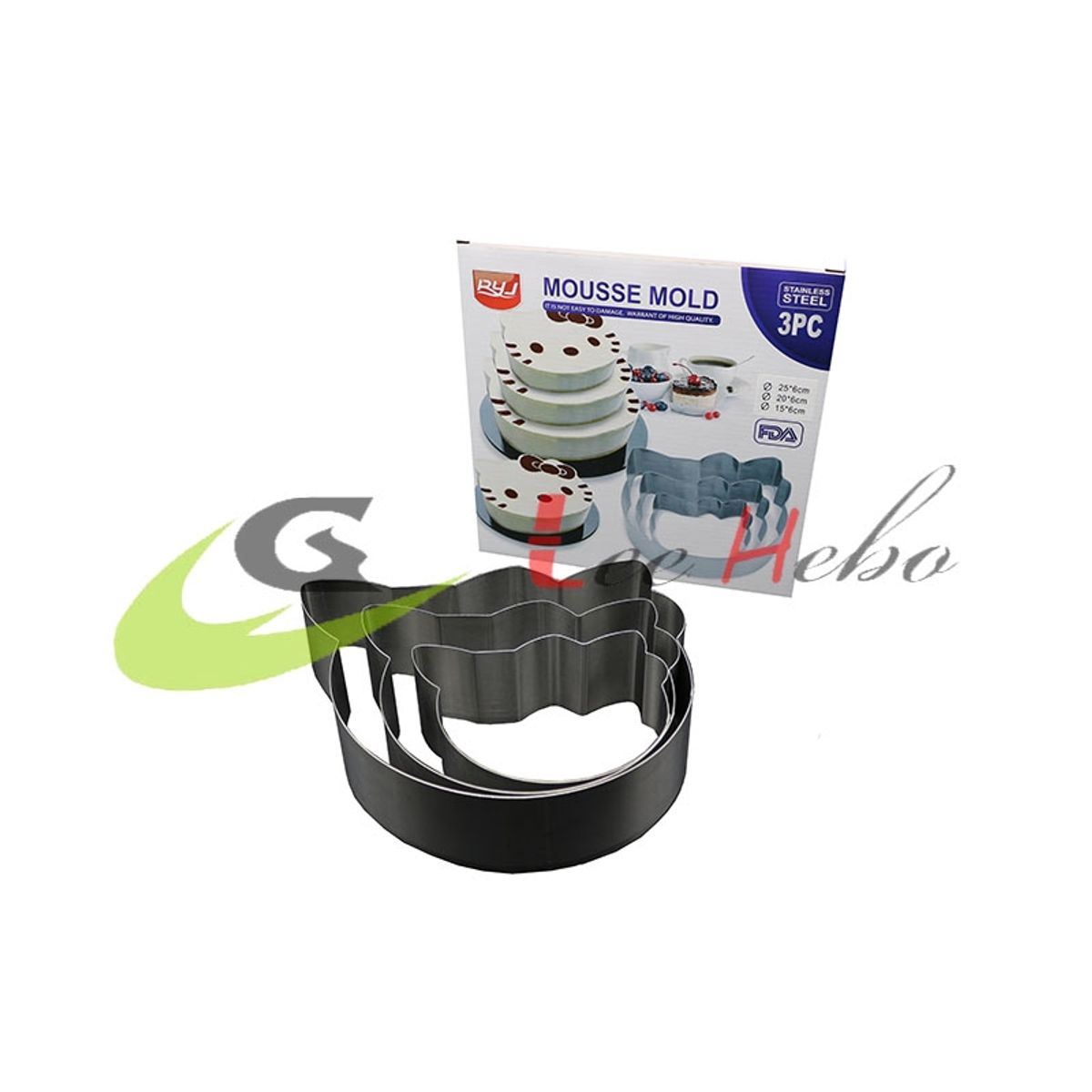 GENERICO - Molde Para Torta Forma Hkitty 3 Piezas Metal 4.5Cm