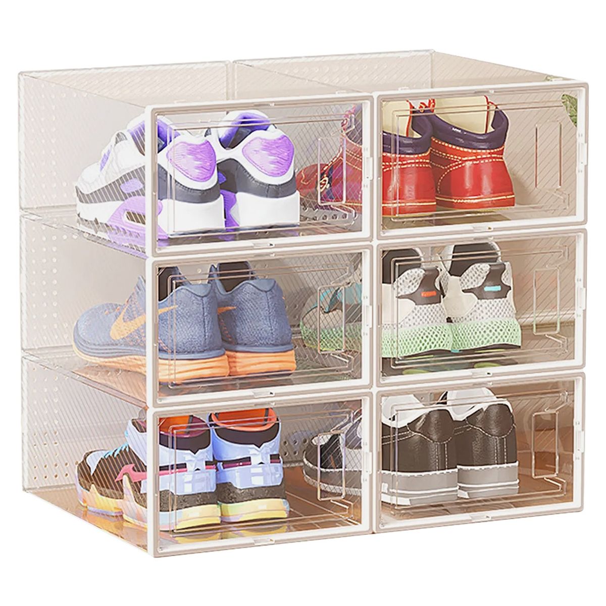 GENERICO - Set 6 Cajas Organizadoras De Zapatos Apilables Multiuso 33cm Blanco