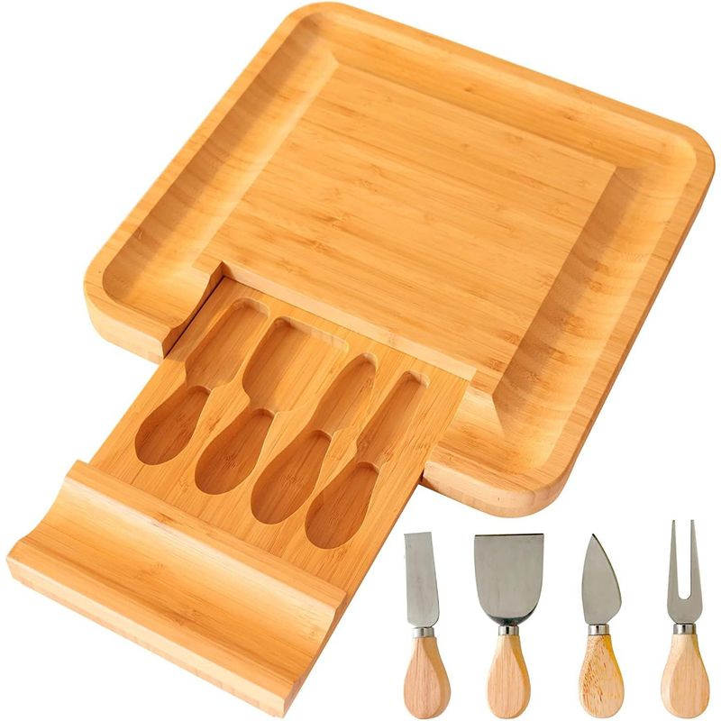GENERICO - TABLA DE QUESOS PICOTEO BAMBU CON ACCESORIOS