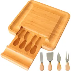 GENERICO - TABLA DE QUESOS PICOTEO BAMBU CON ACCESORIOS