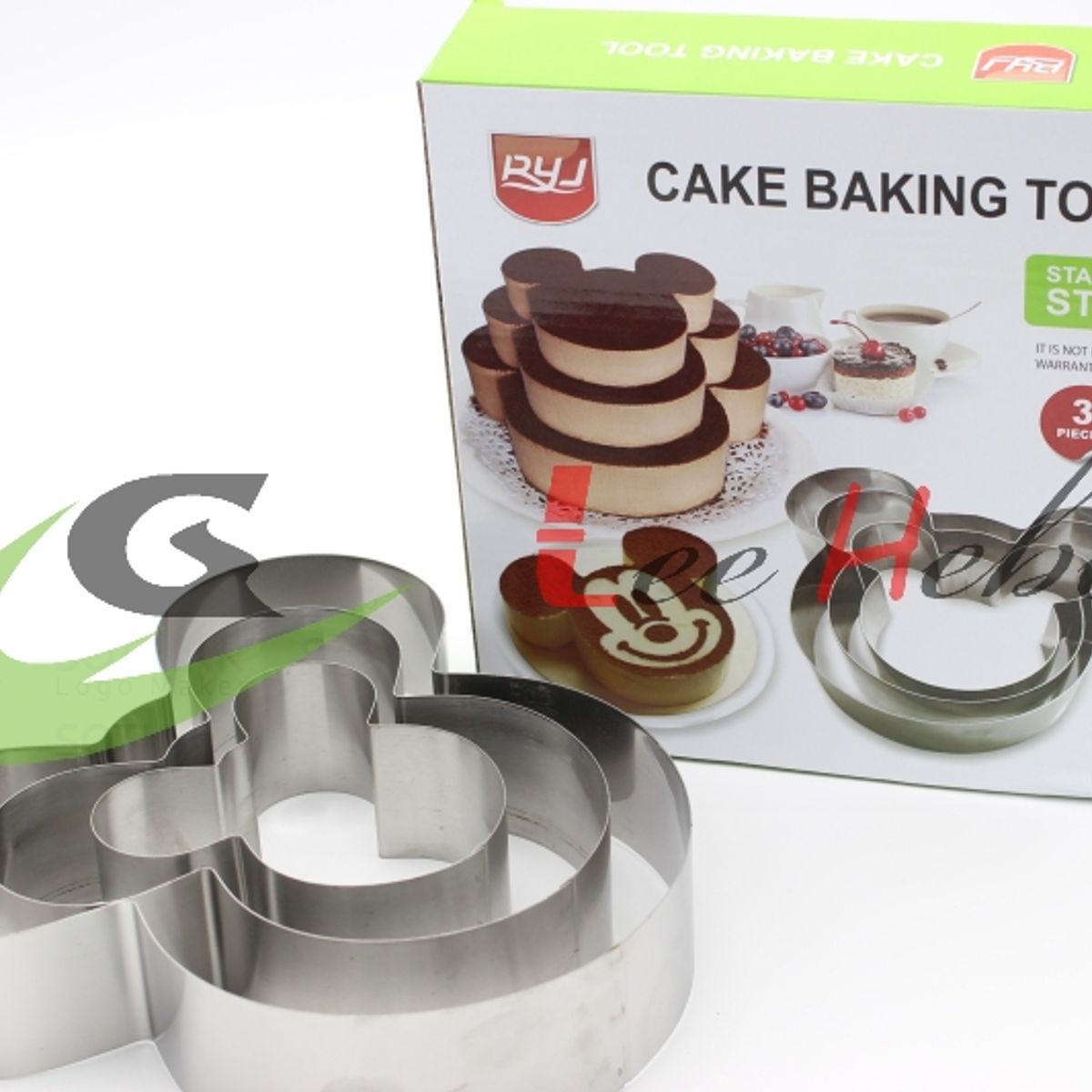 GENERICO - Molde Para Torta Forma Mkmouse 3 Piezas Metal 4.5Cm