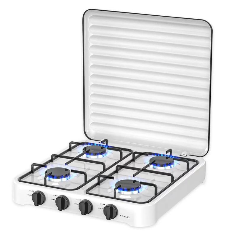 GENERICO - Cocina de Gas con Tapa de Acero 4 Platos