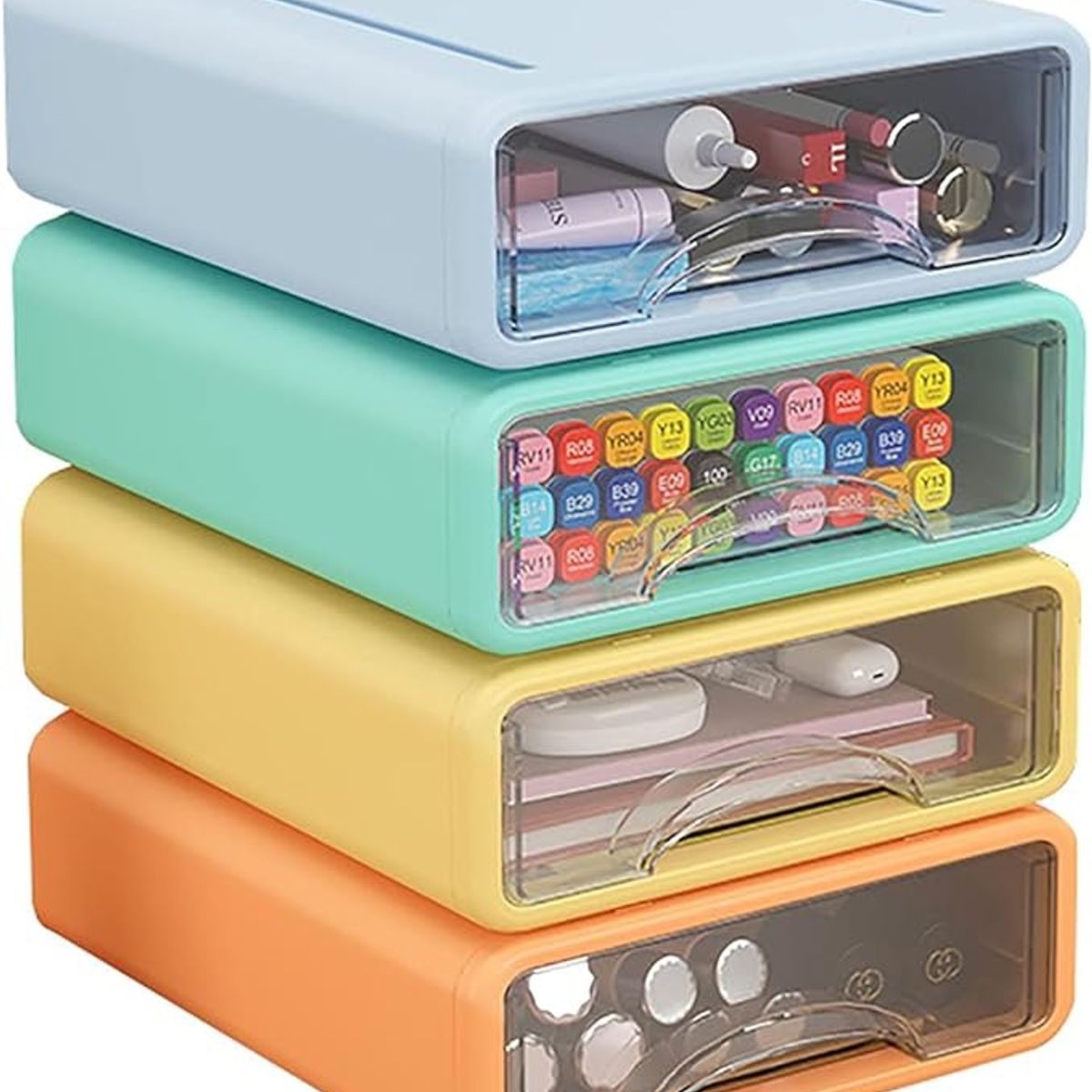 GENERICO - PACK 4 ORGANIZADOR MUEBLES ESCRITORIO APILABLES PEQUEÑOS