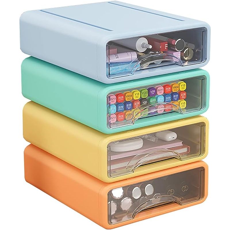 GENERICO - PACK 4 ORGANIZADOR MUEBLES ESCRITORIO APILABLES PEQUEÑOS