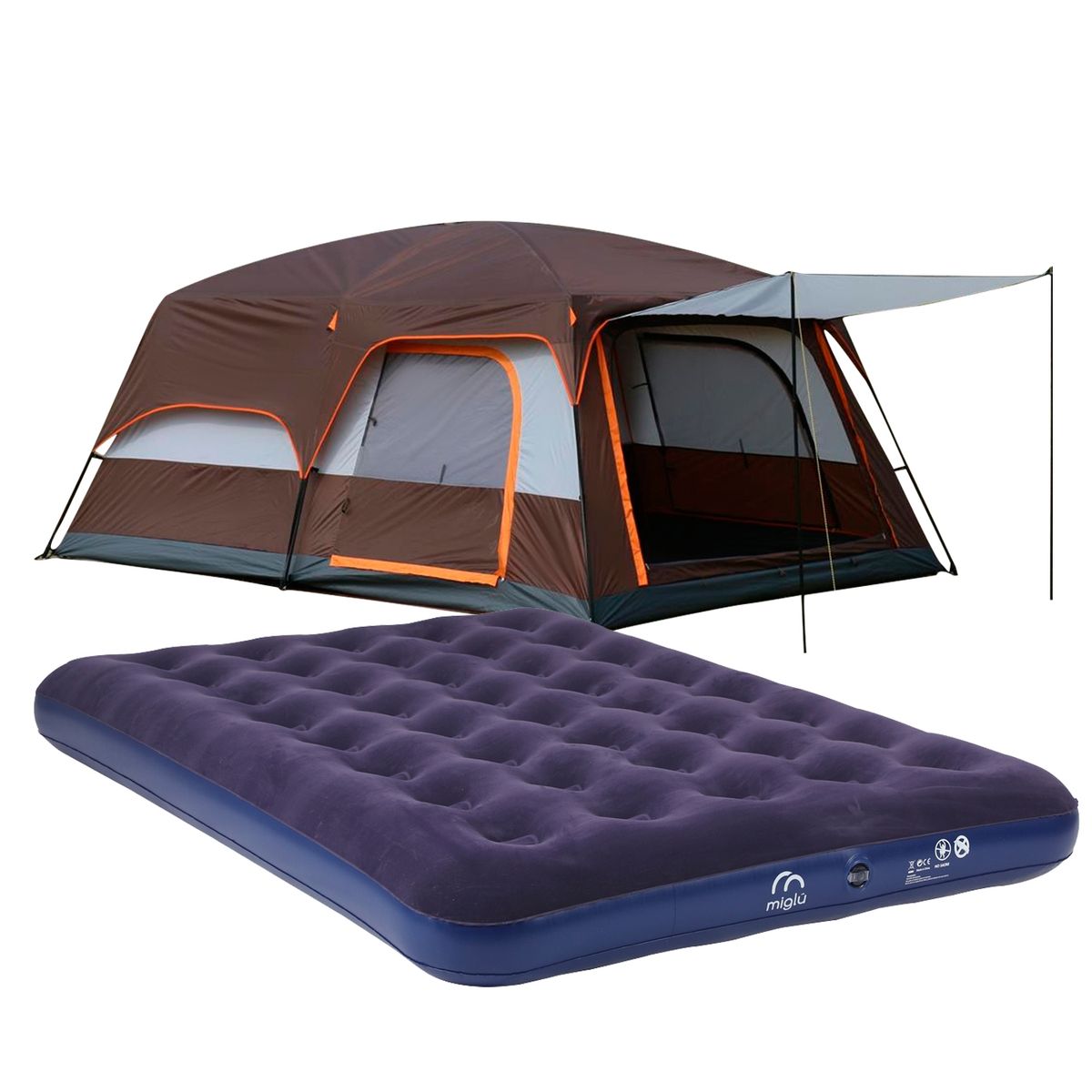 MIGLU - Carpa Miglu para 6 personas y Colchon Inflable 191x137x22