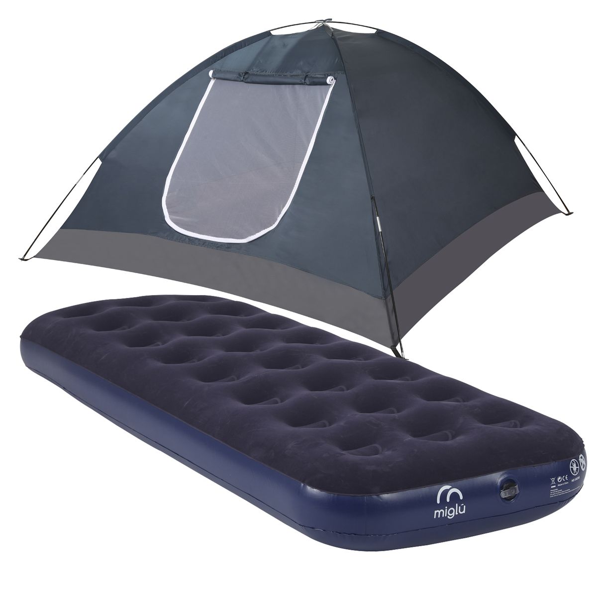 MIGLU - Carpa Miglu para 2 personas y Colchón Inflable 191x73x22