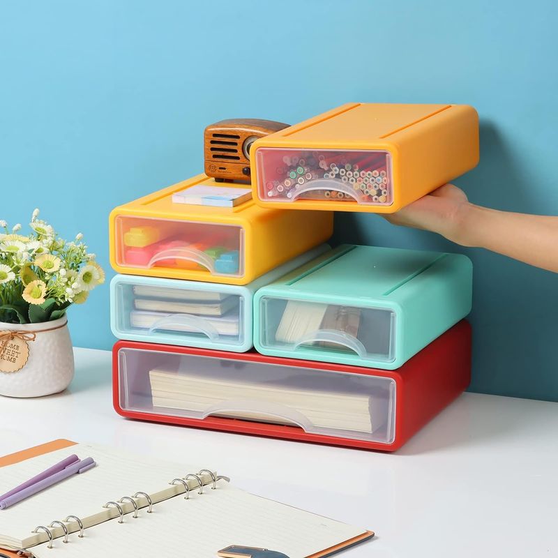GENERICO - PACK 4 ORGANIZADOR MUEBLES ESCRITORIO APILABLES GRANDES
