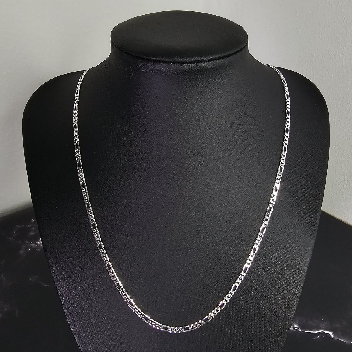 GENERICO - Cadena Figaro Plata Fina Ley 925 Collar 3mm 60cm