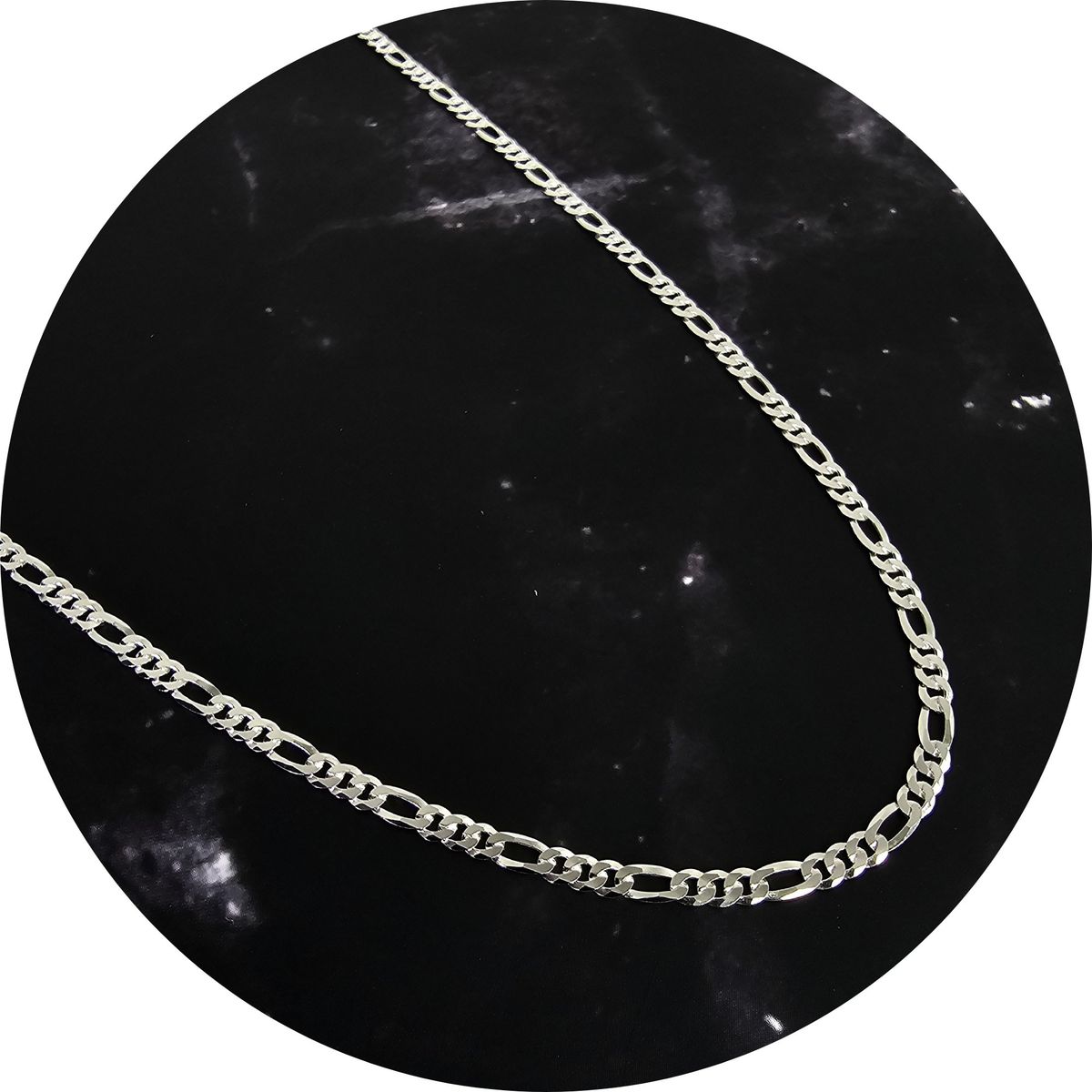 GENERICO - Cadena Figaro Plata Fina Ley 925 Collar 3mm 60cm