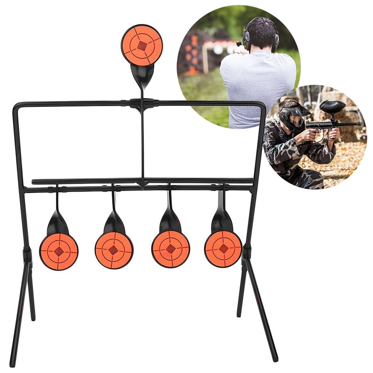 GENERICO - Set Tiro Al Blanco Metálico Con 5 Dianas Móviles Puntería