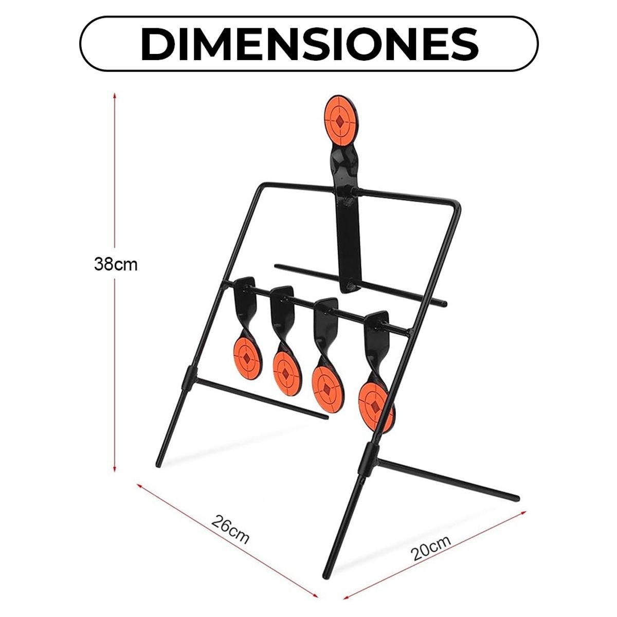 GENERICO - Set Tiro Al Blanco Metálico Con 5 Dianas Móviles Puntería