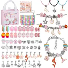 GENERICO - KIT PARA HACER PULSERAS Y COLLARES TIPO PANDORA UNICORNIO