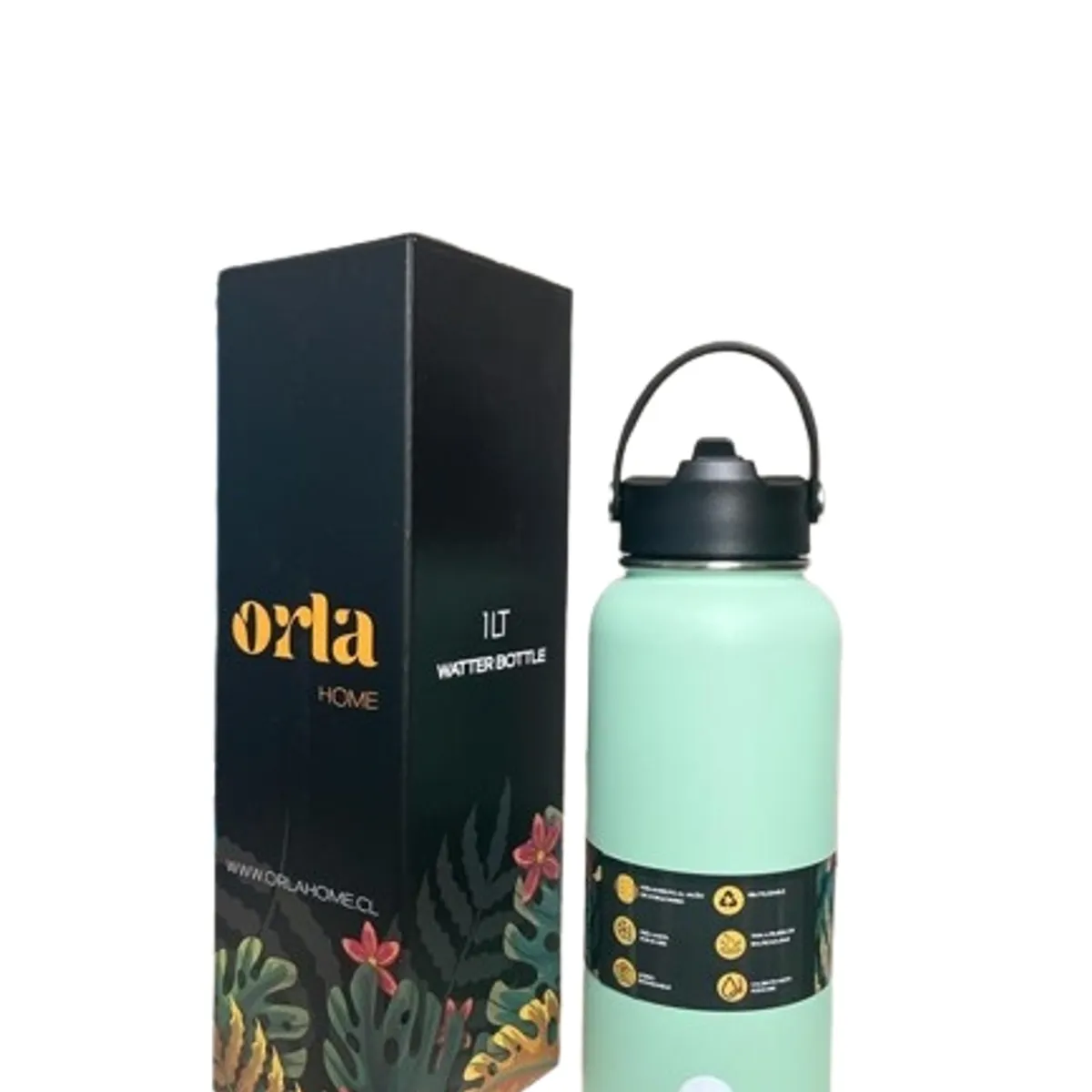 GENERICO - Termo Botella 1 Litro Acero Inox ORLA HOME + Tapa extra