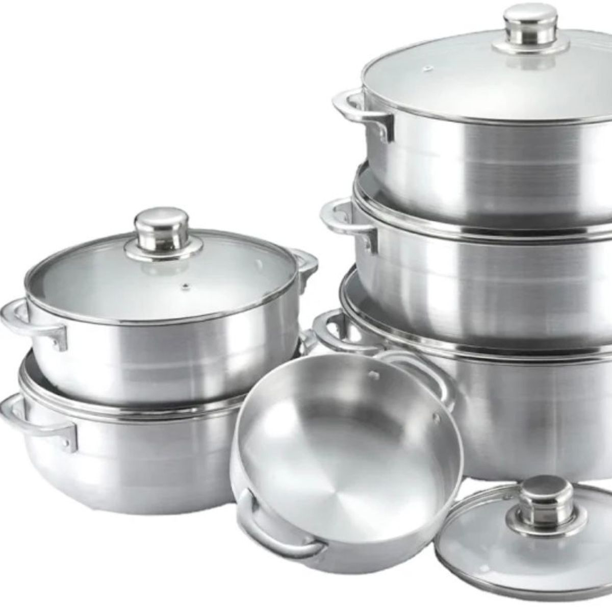 GENERICO - Set de baterias de cocina de 6 piezas Completas de Acero pulido