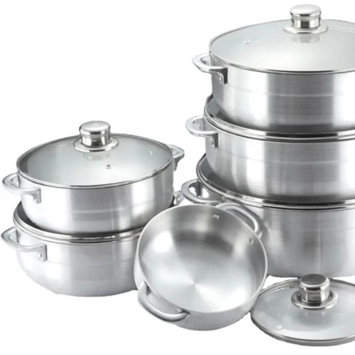 GENERICO - Set de baterias de cocina de 6 piezas Completas de Acero pulido