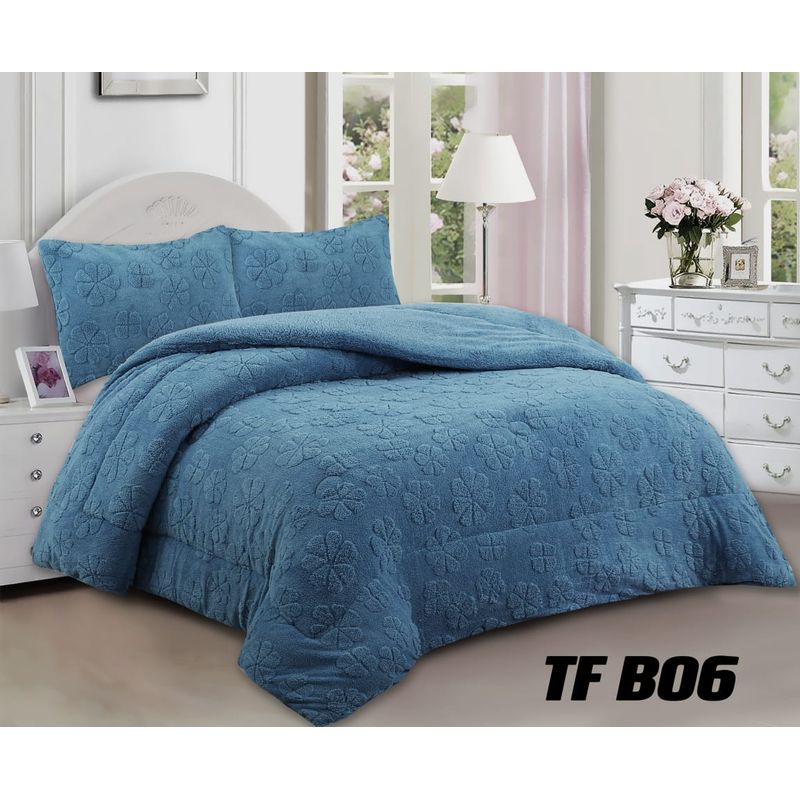 ANGELES DEL HOGAR - COBERTOR TEXTURIZADO CON CHIPORRO CAMA 2 PLAZAS AZUL