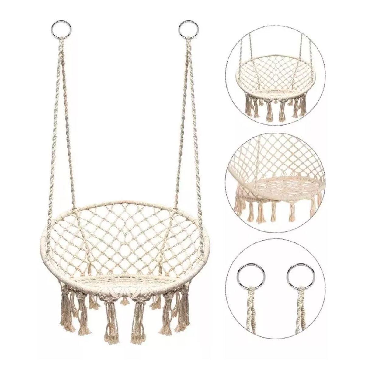 GENERICO - Silla Hamaca Colgante Columpio Terraza Jardín Blanca