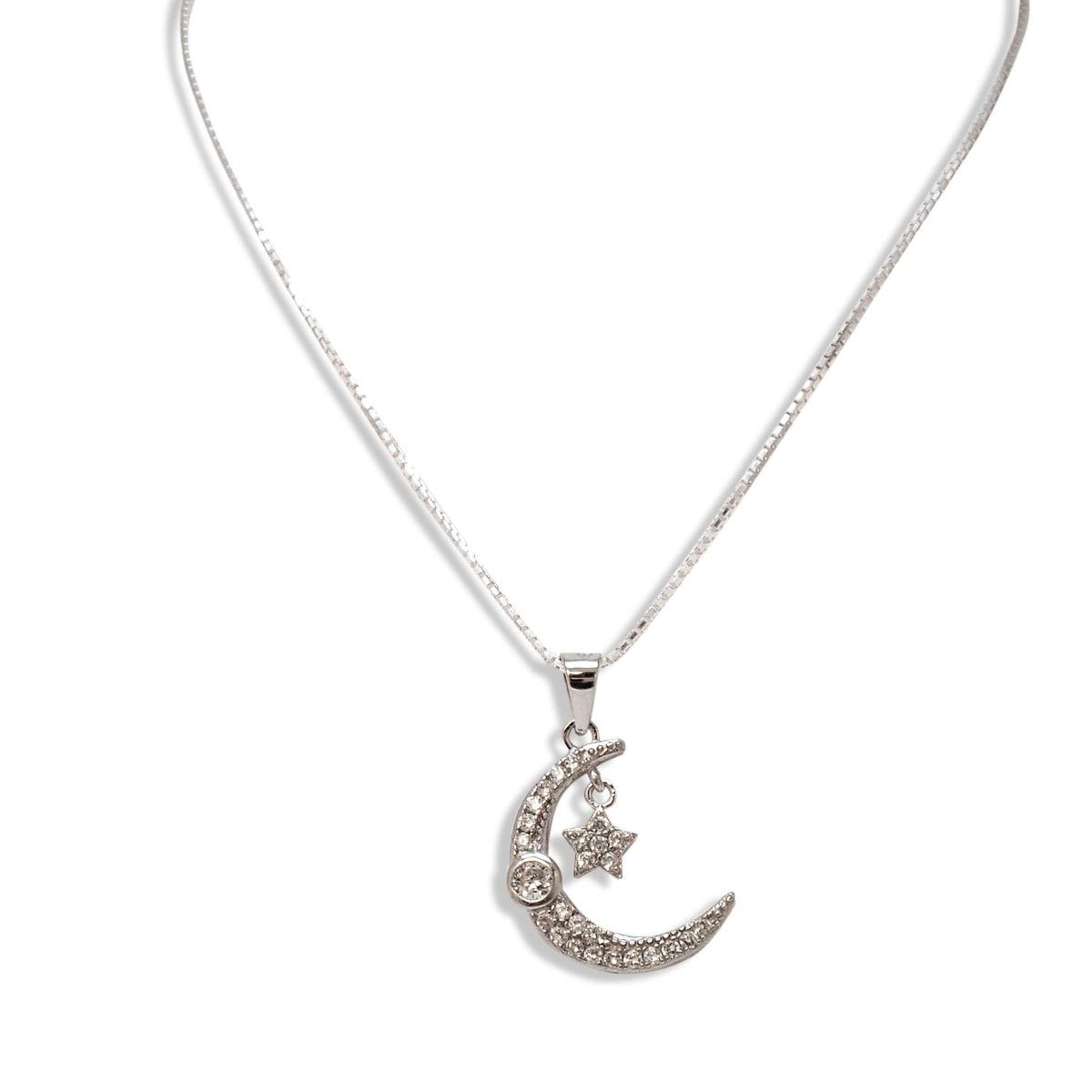 COGGIOLA - Collar Luna Estrella Circón Plata Fina 925