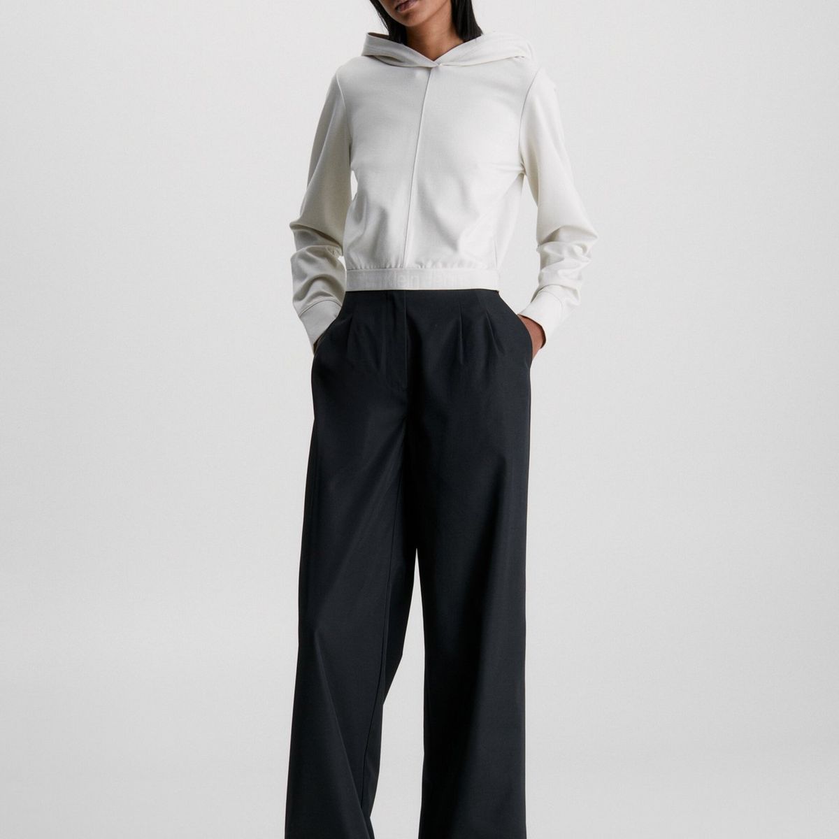 CALVIN KLEIN - Polerón con Gorro Milano Blanco Calvin Klein