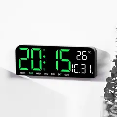 OEM - RELOJ DIGITAL DE PARED CON INDICADOR DE TEMPERATURA - Verde - M