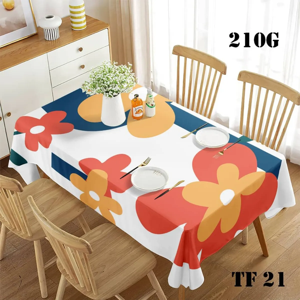 GENERICO - MANTEL ANTIMANCHA TELA GRUESA CON DISEÑO FLOR140X220 CM TF