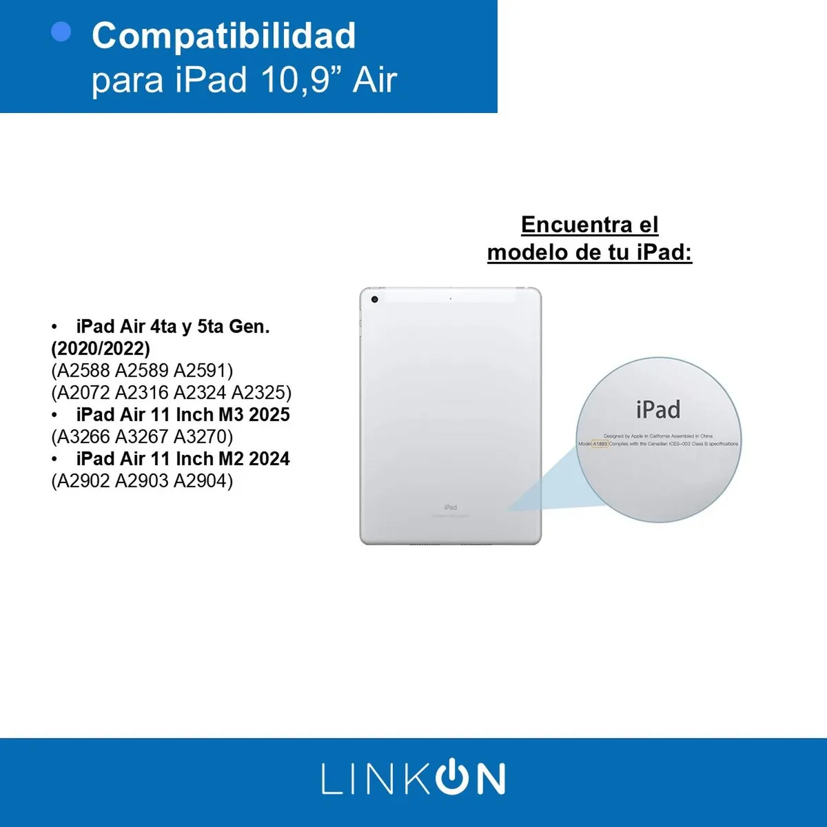 LINKON - Estuche Funda Smart Case Espacio Lápiz iPad Linkon - Negro - 10.9"