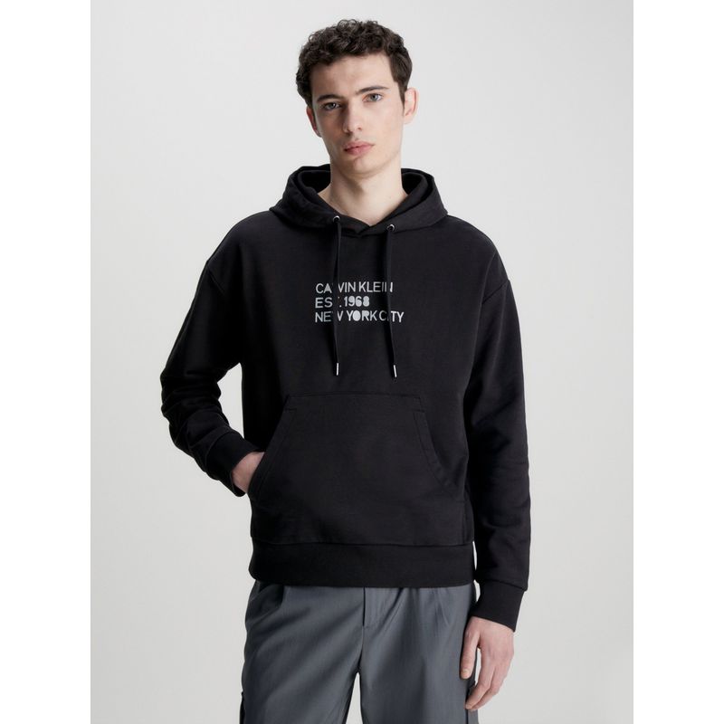 CALVIN KLEIN - Polerón con Gorro Mixed Negro Calvin Klein