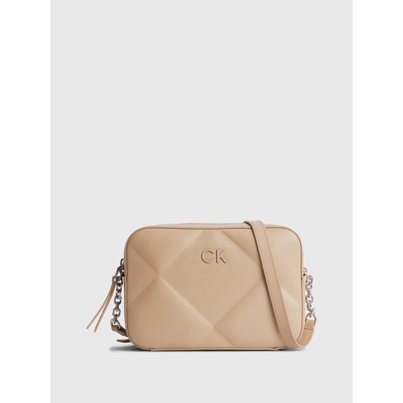 CALVIN KLEIN - Bandolera Re-Lock Quilt Beige Calvin Klein