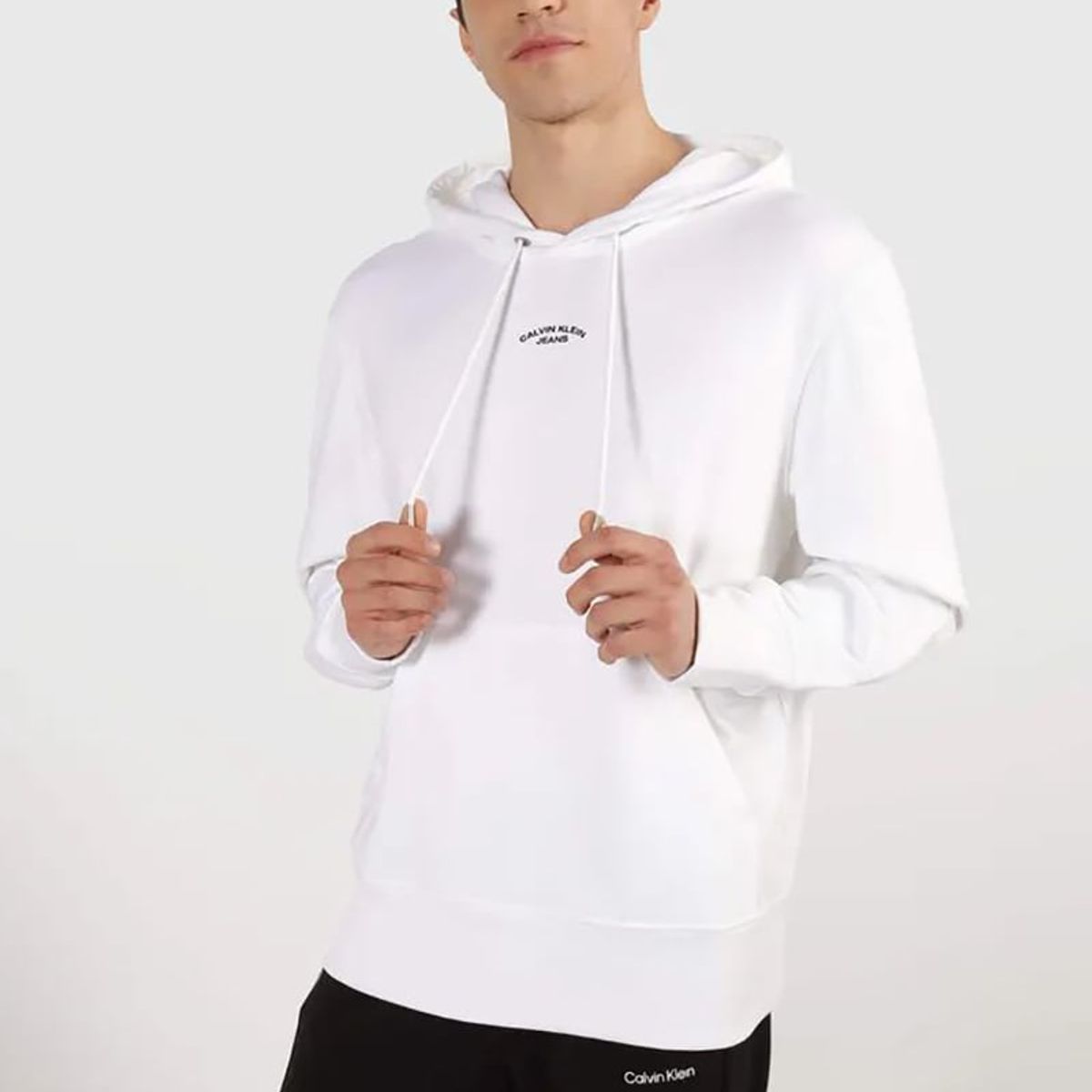 CALVIN KLEIN - Polerón con Gorro Canvas Curve  Blanco Calvin Klein