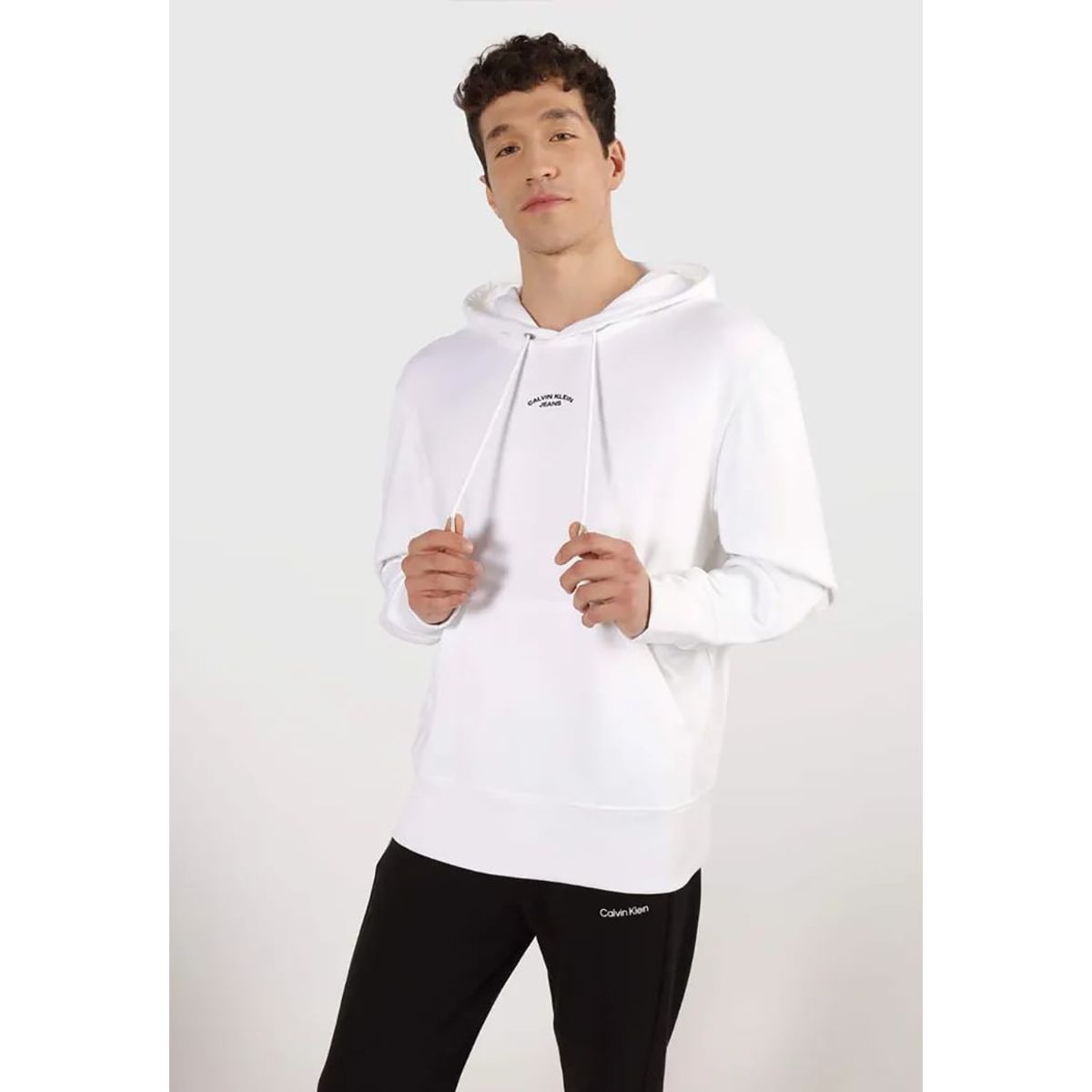 CALVIN KLEIN - Polerón con Gorro Canvas Curve  Blanco Calvin Klein