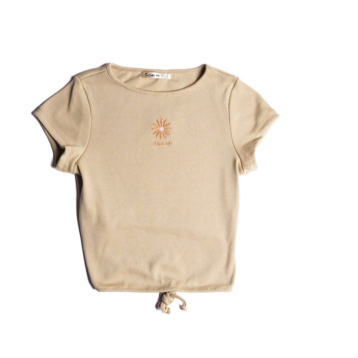 CACAO - Polera Polet Crop Amarra Espalda Beige Cacao