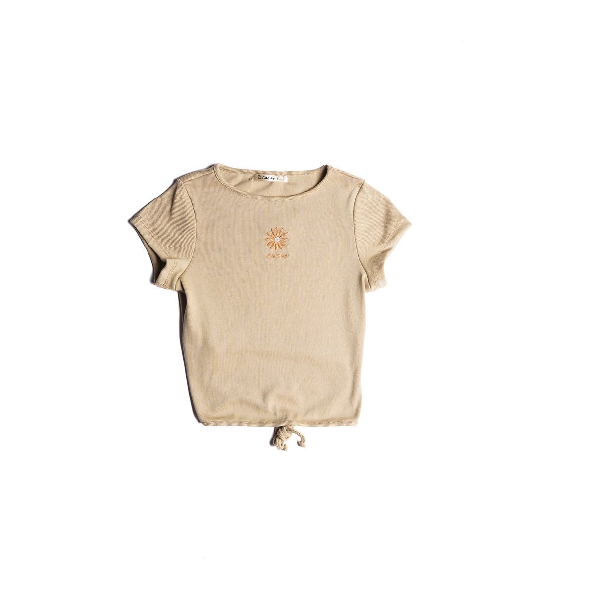 CACAO - Polera Polet Crop Amarra Espalda Beige Cacao