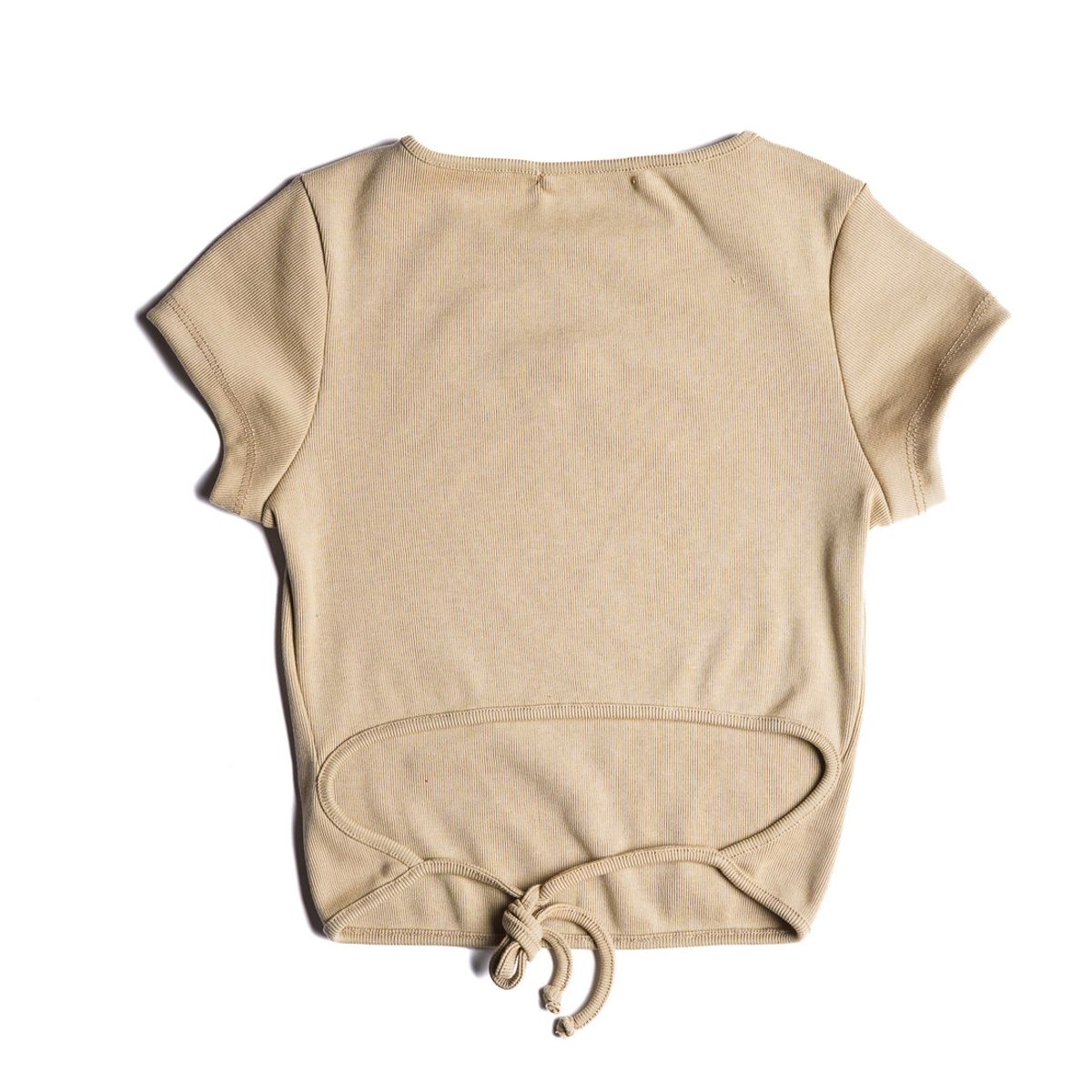CACAO - Polera Polet Crop Amarra Espalda Beige Cacao