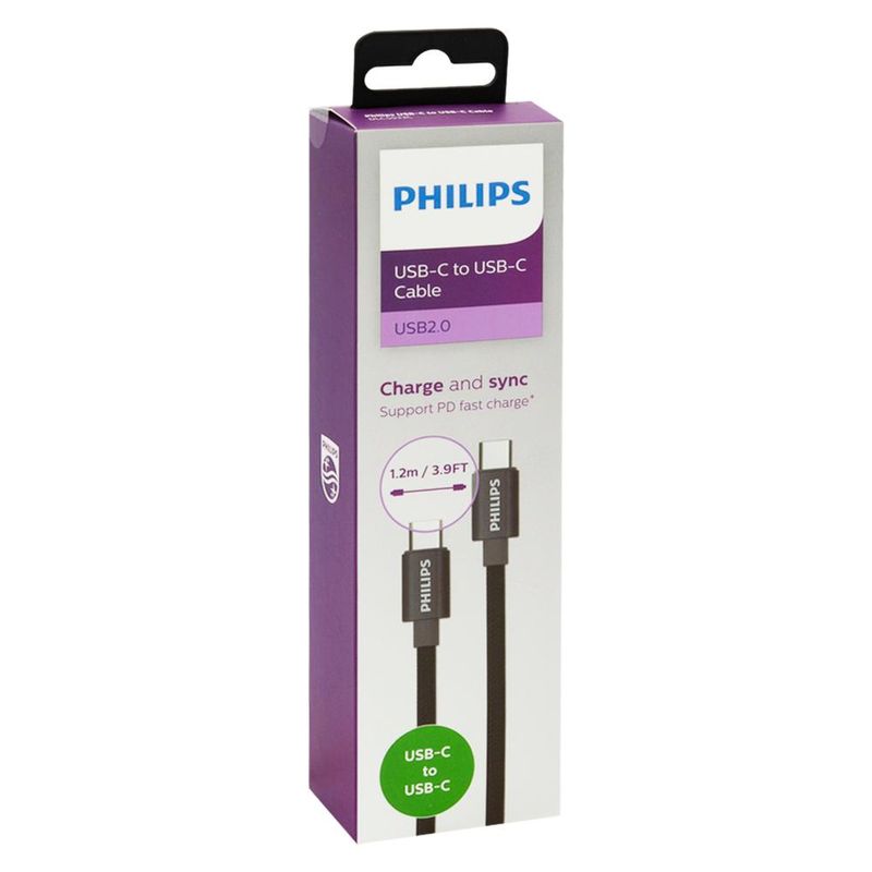 PHILIPS - CABLE USB-C A USB-C 1.2 MTS NEGRO DLC5533C/97 PHILIPS